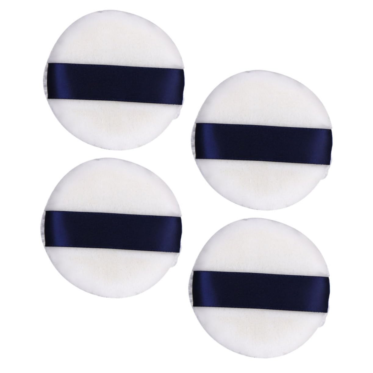 VICASKY Fluffy Foundation Powder Puff Set 4pcs Round Makeup Ribbon Non-sticky Great for Travel