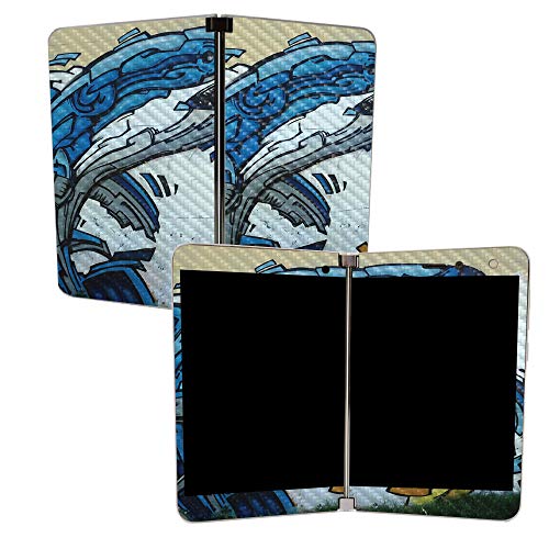 Image of MIGHTY SKINS MightySkins Carbon Fiber Skin for Microsoft Surface Duo - Robo Shark | Protective, Durable Textured Carbon Fiber Finish | Easy to Apply, Remove, and Change Styles | Made in The USA