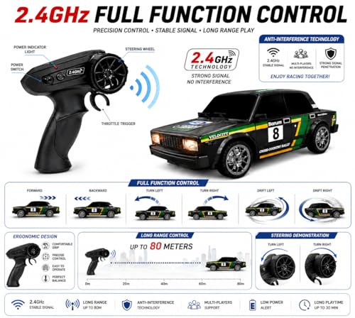 Image of Remote Control Sports Car & Off-Road SUV Toy for Kids, High Speed RC Racing with Wireless Remote, Realistic Lights & Premium Design Gift for Boys Girls (8-Black-Racing CAR)