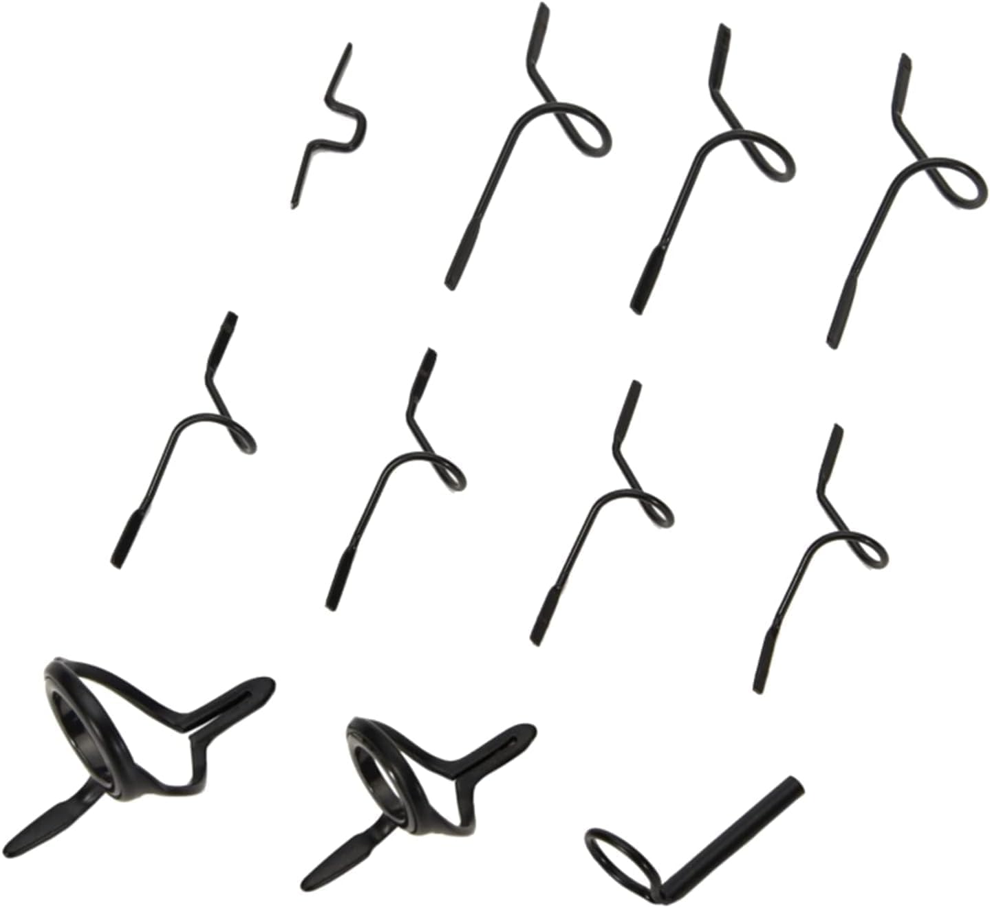 11 Pcs Black Fishing Fly Rod Guide Set Stainless Steel Frame DIY Eye Rings Different Size Guide Corrosion-Resistant Fishing Rod Guide Fly Rod Guides and Tips, Fishing Rod Accessories