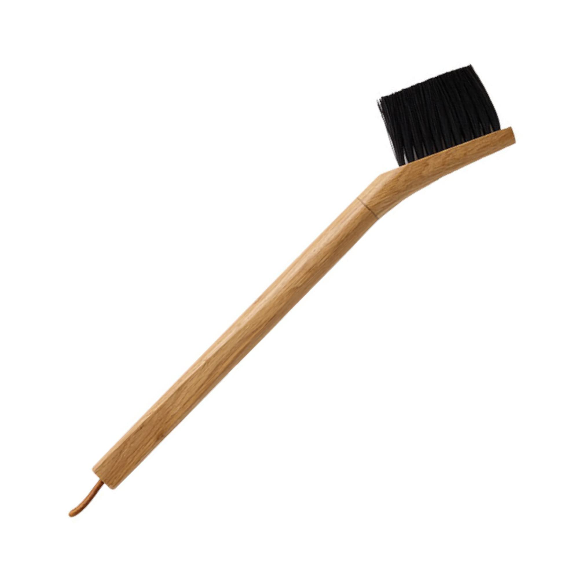 Morsø Adrian Kaminbesteck - das Original, hochwertige Designer-Kamingarnitur, 4-teiliges Kamin Set mit Schaufel, Besen und Feuerhaken & Ständer, schwarz/Holz natur