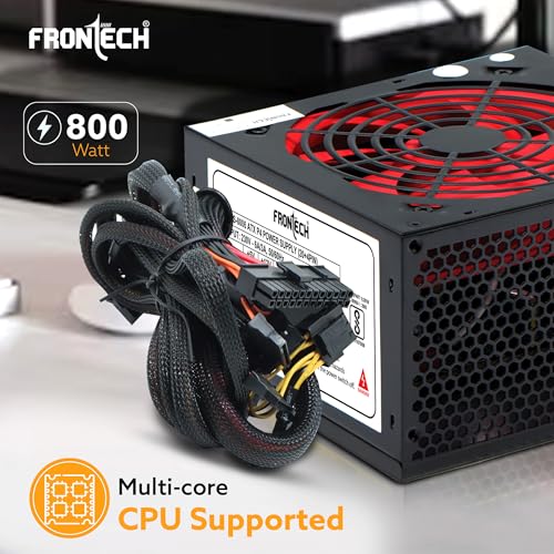 Image of Frontech 800W SMPS Power Supply for Desktop PC, 120mm Smart Silent Fan, Multi-Core CPU Support, 3-Year Warranty (PS-0006, Black)