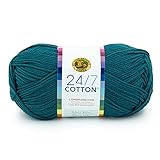 Lion Brand Yarn (1 Skein) 24/7 Cotton® Yarn, Dragonfly, 558 Foot (Pack of 1)