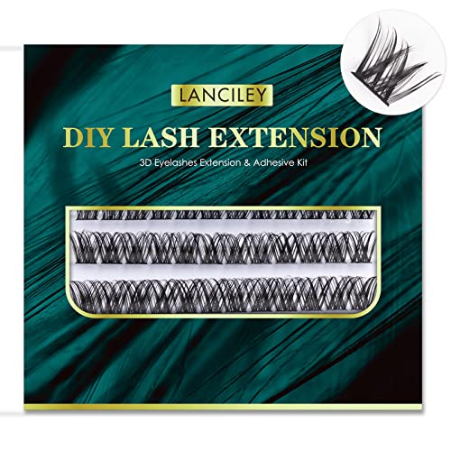 Lanciley Wimpern Einzeln 5 Reihen DIY Einzelne Wimpern für Wimpernverlängerung zu Hause Fake Individual Lashes Wimpernbüschel Wiederverwendbar Einzelwimpern mit Wimpernkleber für Anfänger -Stil 3