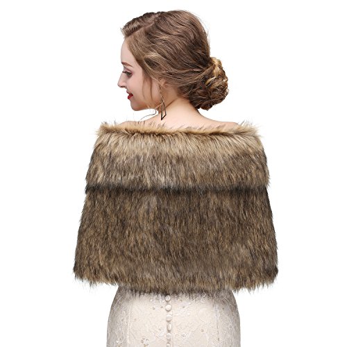Faux Fur Shawl Wrap Stole Shrug Winter Bridal Wedding Cover Up4