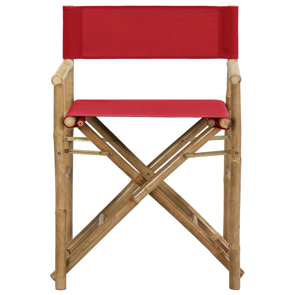 SKM Folding Director's Chairs 2 pcs Red Bamboo and Fabric (Weight-33KG)