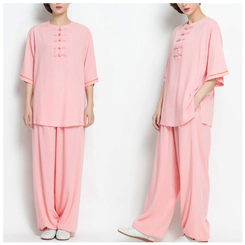 Tai Chi Anzug Kleidung Unisex Uniformen Kung Fu Kampfsport Sets Wing Chun Kostüme Qi Gong Shaolin,Orange-L (Pink S)