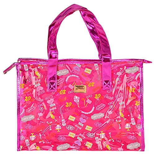 Bolsa Feminina Sacola Praia Transparente Party Pink CBRN17263