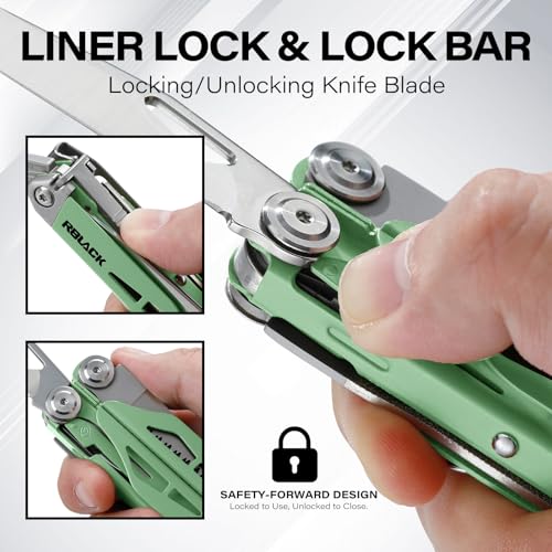 Image of Pro-Grade 21-in-1 Multitool with Pliers & Tungsten Carbide Cutters | Spring Scissors, Window Breaker, Serrated Blade - Heavy Duty EDC Tool for Emergency, Hunting, Fishing, DIY, Mint Green