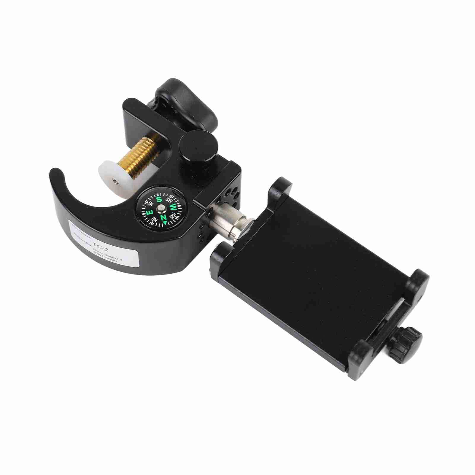 CHICIRIS Abrazadera de poste para colector de datos con brújula y soporte para teléfono, abrazadera universal portátil GPS RTK para topógrafos, aleación de aluminio