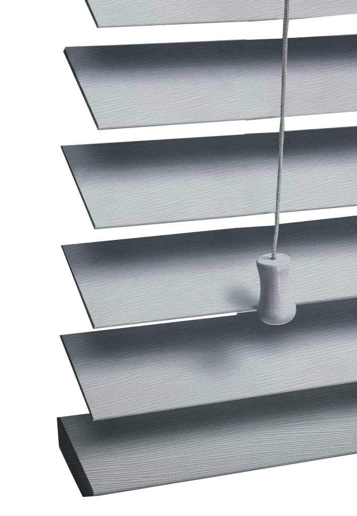 Home In Style 4U Nimbus Grey Faux Wood Blinds Window Venetian Blinds Easy Fit Child Safe String Trimmable Wooden Blinds-50Mm Slats With Aluminium Headrail W90cm X L150cm