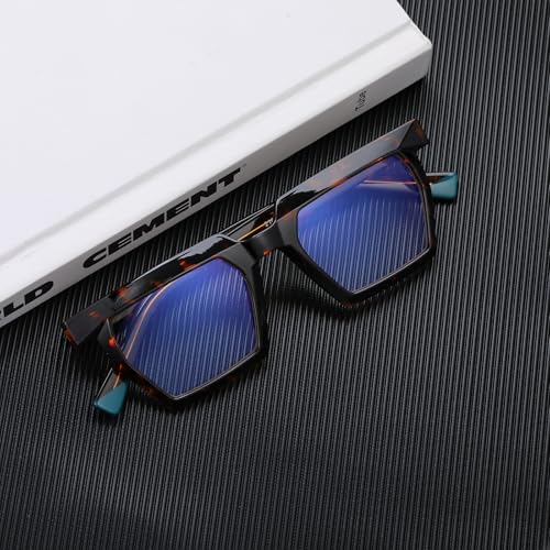 Image of Blue Light Blocking Glasses, TR90 Rectangle Computer Glasses With Anti Eyestrain & UV Glare Protection (Tortoise)