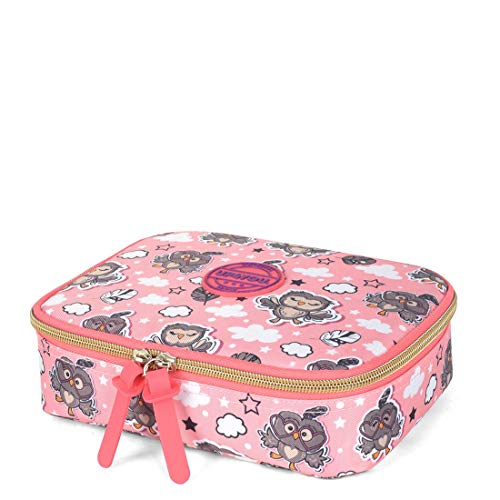 Kit Mochila Infantil com Rodinhas Lancheira e Estojo 100 Pens Coruja