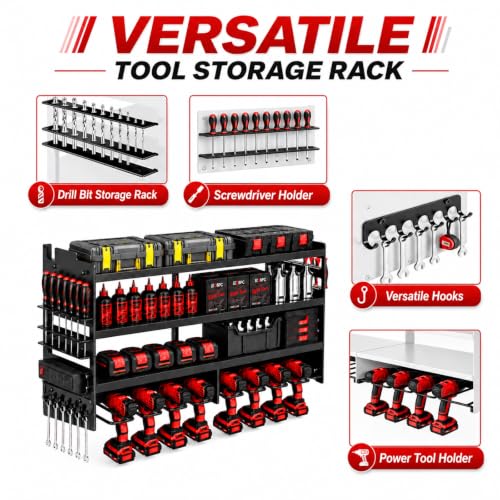 Large Power Tool Organizer Wall Mount with Charging Station - Image 4