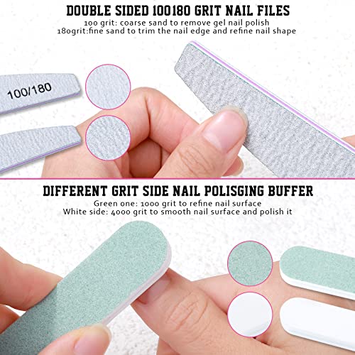 Nail Buffers And Files, Fandamei Manicure Tools Kit With 3Pcs File, 2Pcs Buffer, Rectangular Buffer Block, Cuticle Nippers, Pusher, Peeler. Oil Brush. #TOP2