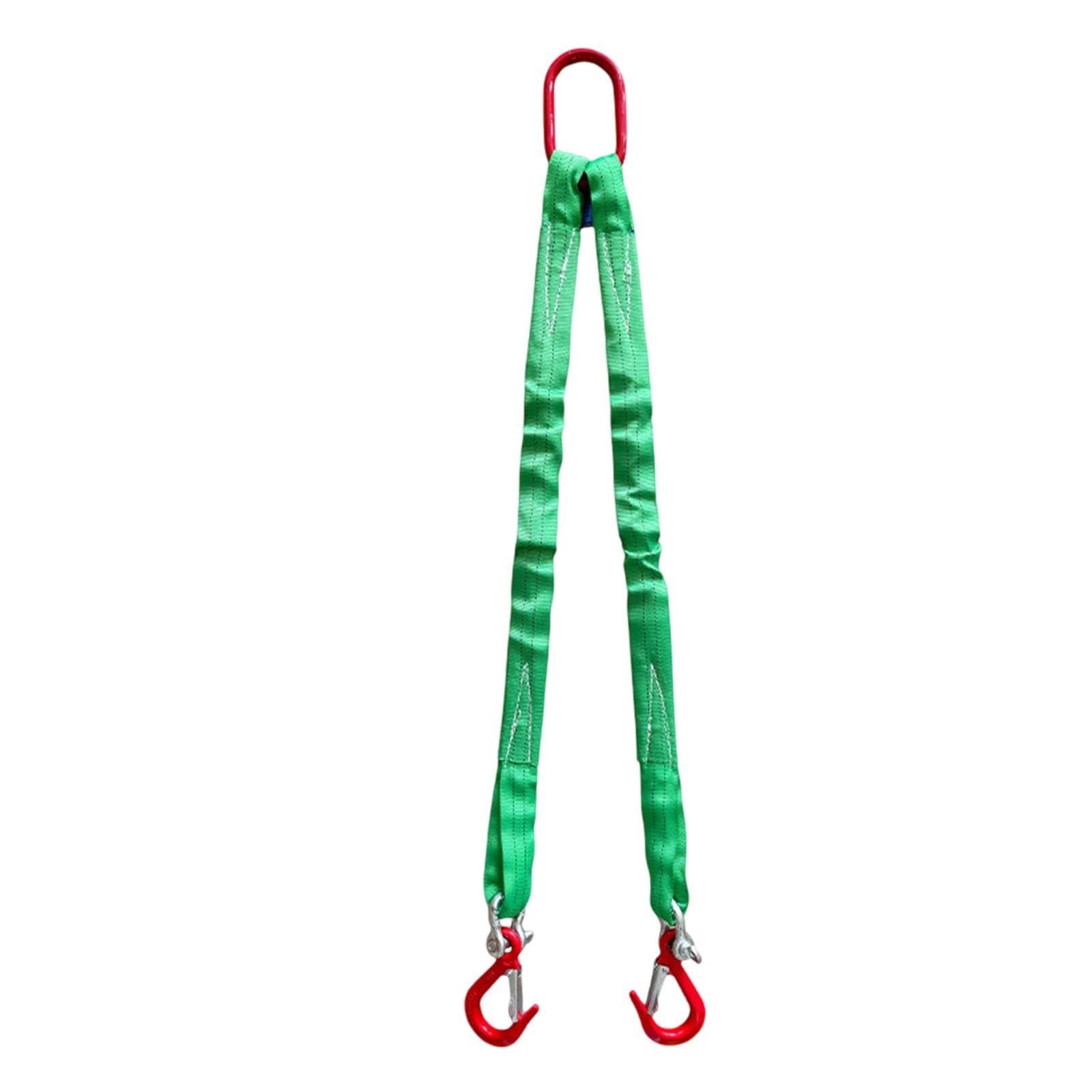 Hebeschlingen mit Haken, hochbelastbares 2-strängiges Anschlagband, Stahlschlinge mit 4409 lbs Tragkraft, Polyester-Anschlaggeschirr für Hebezeuge, Motoren und Krane(3 tons,1m)