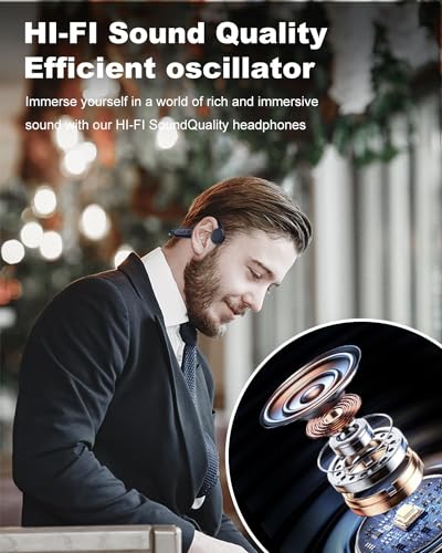 Image of FEICO Bone Conduction Headphones with Built-in MP3 - 32GB Sports Headset, IP68 Waterproof, Bluetooth 5.3 Open-Ear Earphones for Swimming, Running, Cycling & Driving, Mic Included