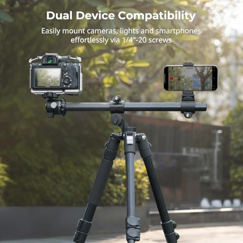 Image of SmallRig CT25 64.5 inch /164cm Horizontal Overhead Tripod for iPhone & Camera, with Phone Holder & Carrying Bag, 22lb Max Load Aluminum Lightweight Camera Tripod for Overhead Shots /Live Streaming
