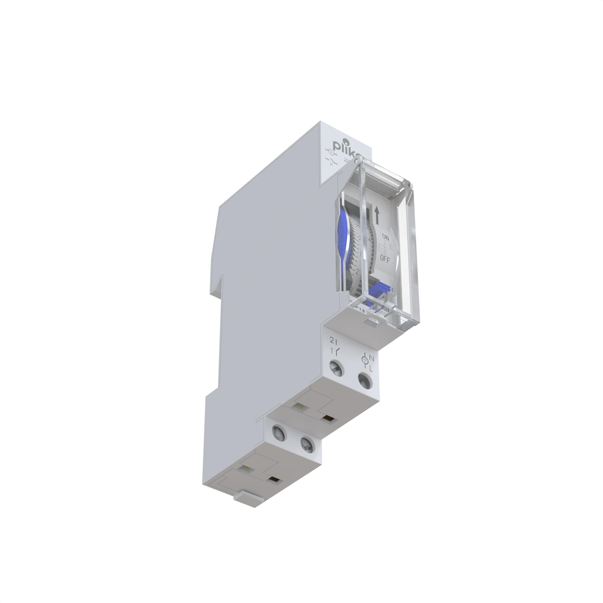 Plikc TIM501 - Interruptor horario electromecánico de Caballeros (programación Diaria, instalación en Barra DIN 1 módulo, Reserva de Marcha 72 Horas)