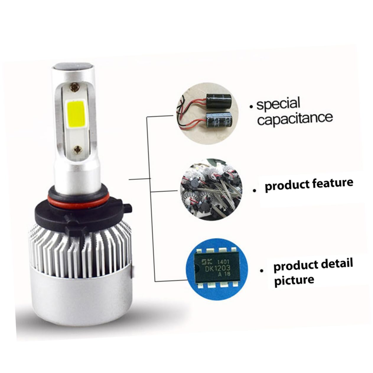 SOLUSTRE 6 Piezas LED Ojos De Ángel Luces De Cabeza Automática Luz Faro De Coche Súper Brillante Bombilla De Faro LED Lámpara De Cabeza Bombilla Luz De Cruce Bombilla De Faro