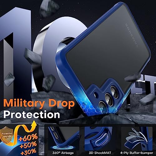 Image of TOCOL for Samsung Galaxy S23 Case, [Upgraded Full Camera Protection] [Military Grade Drop Tested] Translucent Matte Hard Back, Non-Slip Case for S23 6.1'', Dark Blue