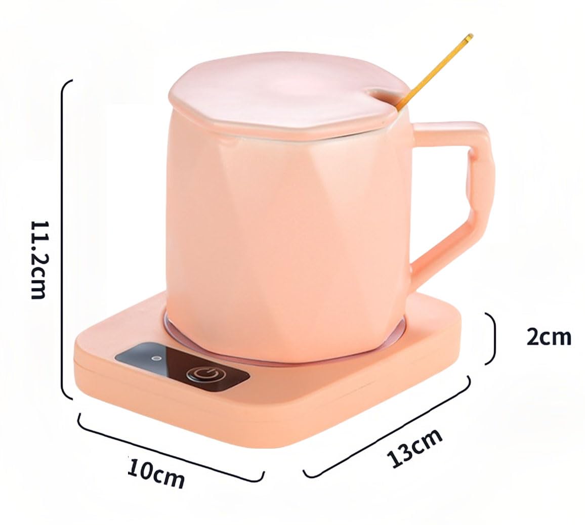 Calentador de taza de café con taza, calentador de café de temperatura constante de 131.0 °F, portavasos inteligente para calentar café, bebidas, leche, té y chocolate caliente (rosa) 3