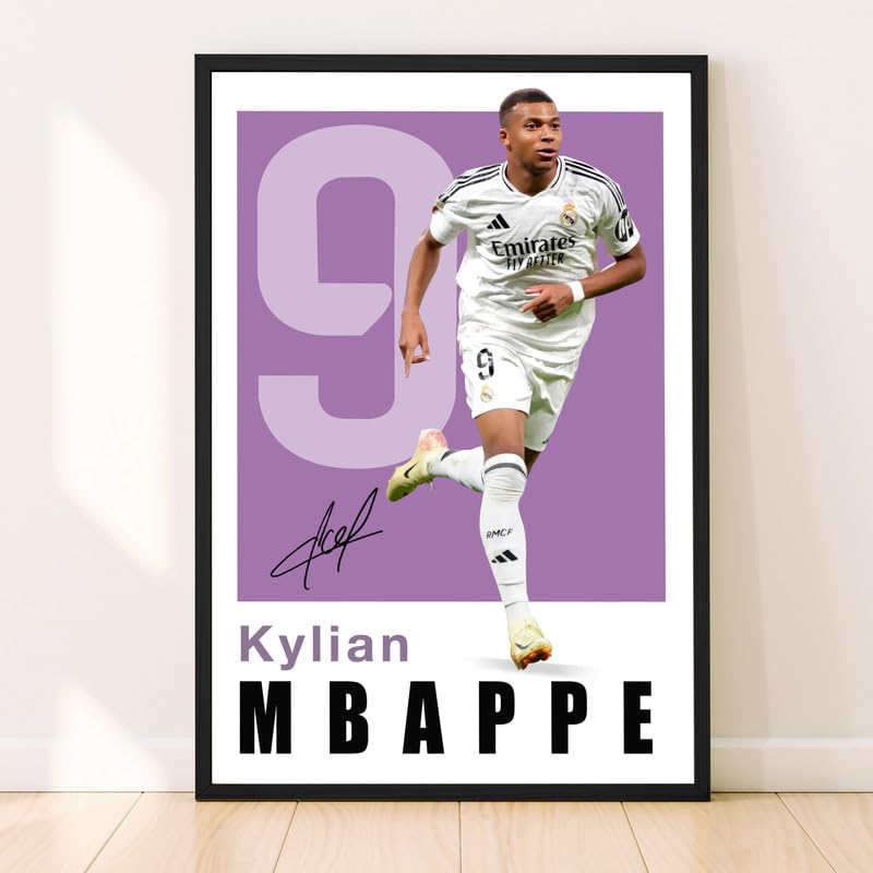 Mbappe Poster, Famous Soccer Player Posters, Kylian Mbappe. Posters For Boys Bedroom, Soccer Wall Art, Gift for Fan Football, Kylian Mbappe Wall Art, Living Room Sport Room Gift for Fan Football - 18x24 Inches