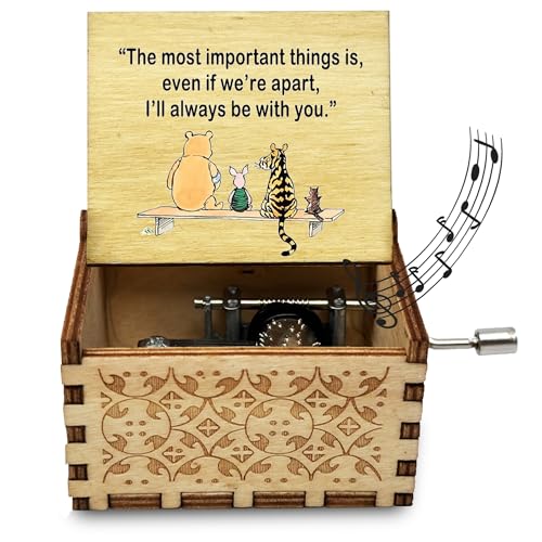 Litenx Funny Bear Best Friend Wood Music Box Gifts for Women, Friendship BBF Daughter Gifts for Christmas Birthday, I'll Aways Be with You.