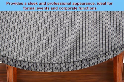 Image of The Furnishing Tree Elastic Oval Center Table Cover WxL 14x24 in Inches Polyester Basketweave Pattern Grey