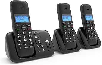 BT 3960 Cordless Landline House Phone, Home Phone, Nuisance Call Blocker, Do Not Disturb button, Answer Machine, Trio Handset Pack