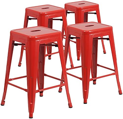 Flash Furniture Lily 4 Pack Commercial Grade 24" High Backless Re...