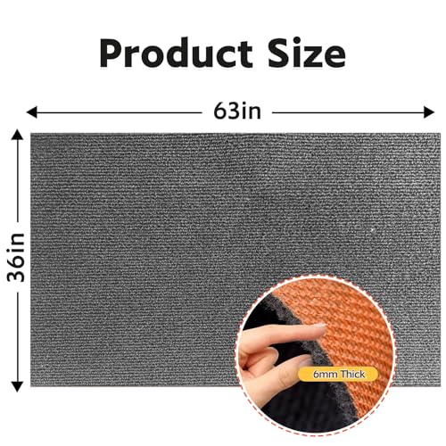 Under Washing Machine Mat 63 x 36 Inches Waterproof Floor Mat Rubber Backing for Washer Dryer Fridge Refrigerator Floor Protection, Shock Absorbing, Noise Reducing, Non-Slip (Grey, 63x36inch)