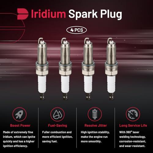 Image of BDFHYK Iridium Spark Plugs Compatible with Honda Civic Crosstour CR-V Accord for Acura ILX TSX 2.4L L4 Engine Replacement for 9619, Set of 4