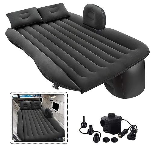 Image of Premium Car Inflatable Bed with Pump & 2 Air Pillow | Quick Inflatable Back Seat Bed | Car Bed for Kids,Travel,Trip,Camping,Picnic,Pool & Beach | Universal Fit | PVC | Black