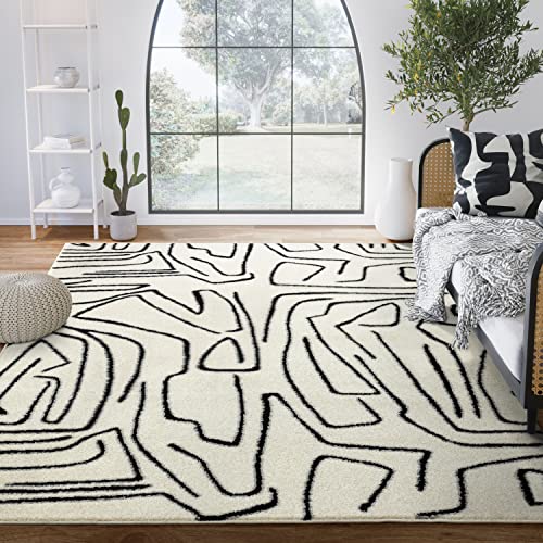 Tapete decorativo Abani Abstract Beige/Black 8'x10'