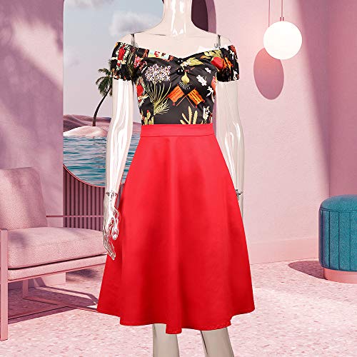 Image of YARN & INK Women's Rockabilly Tops 1950s Pinup Shirt Casual Off Shoulder Vintage Blouse