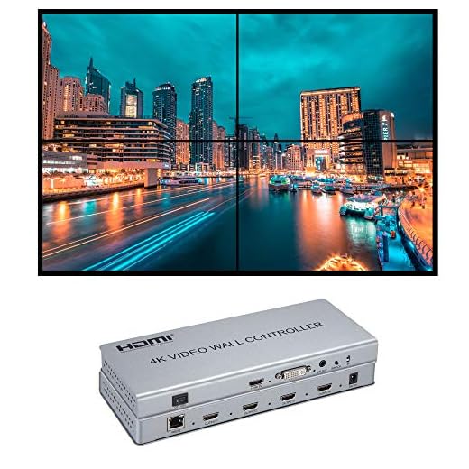 Video Wall Controller 2x2 4K Processor HDMI 1.4 HDCP 1.4 Support 2x2,1x2,1x4 with 1 DVI or HDMI Input 4 HDMI Output