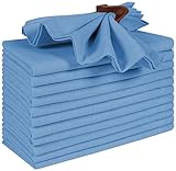 Bedding Craft Cotton Dinner Napkins Set of 12 – 18x18 Light Blue – Machine Washable Fabric Napkins Ideal for Weddings, Thanksgiving, Christmas & Everyday Dining