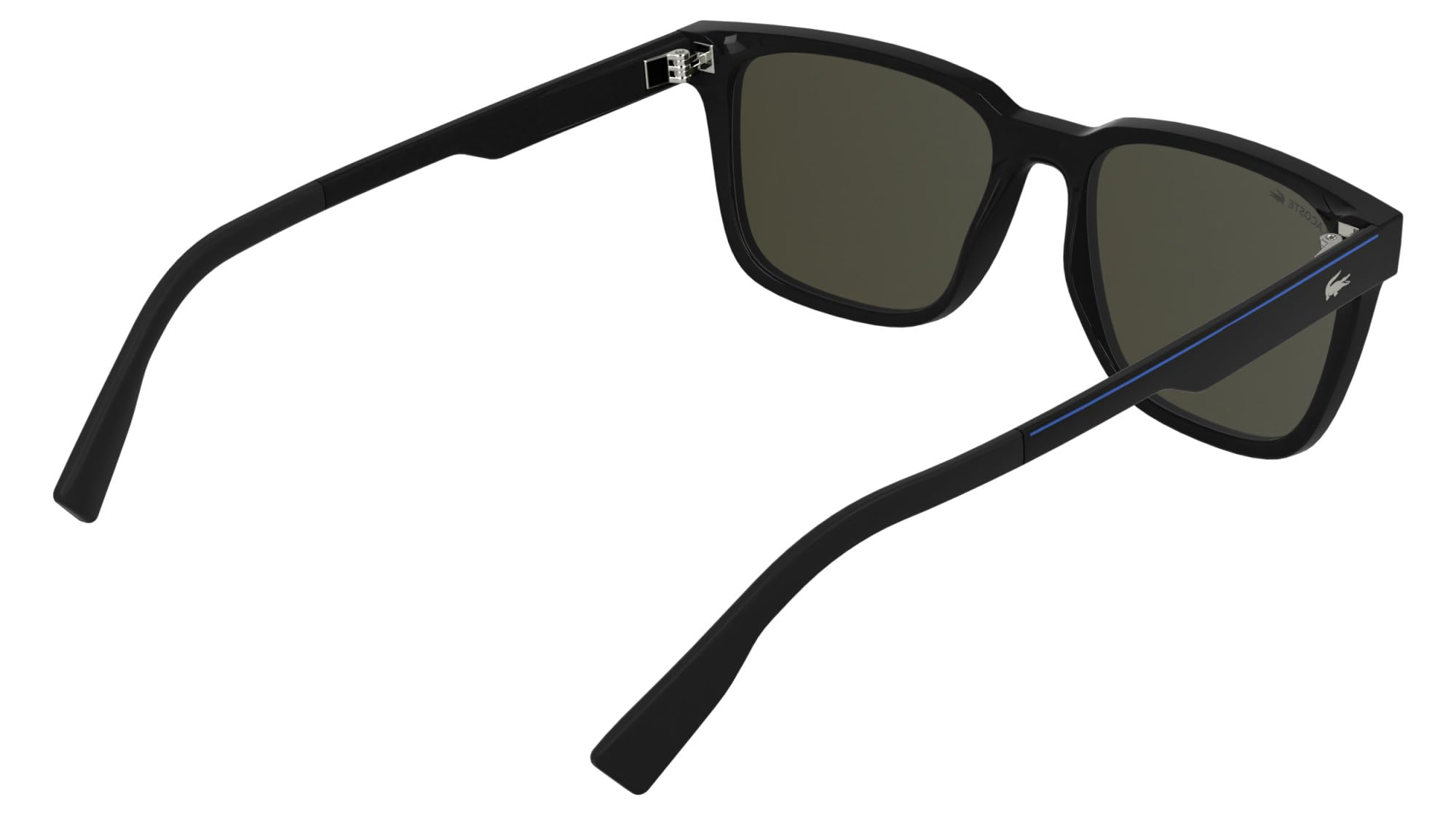 Lacoste Gafas de sol para hombre L6077S, color negro con lente de espejo azul