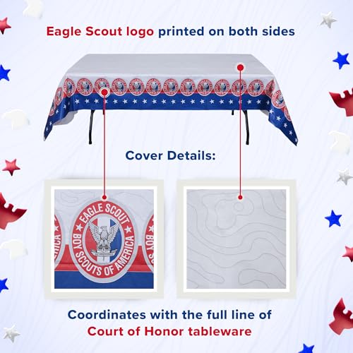 Image of Boy Scouts of America Eagle Scout Stars Table Cover 108 inch x 54 inch