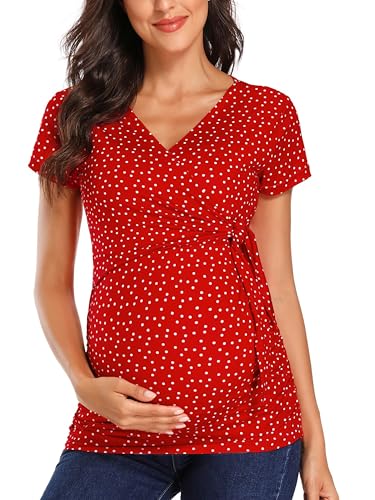 Love2Mi T-shirt d'allaitement à manches courtes pour femmes, T-shirt de maternité, mode de grossesse, col en V, T-shirts d'allaitement pour femmes enceintes,...