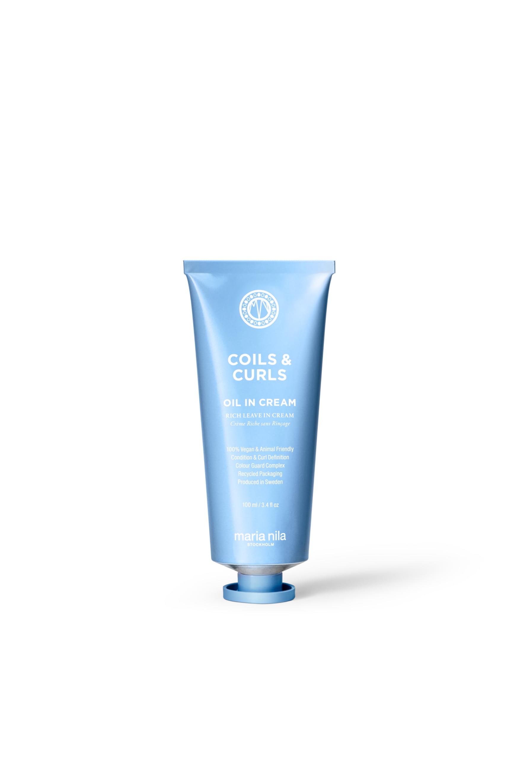 Maria Nila Coils & Curls Oil-In-Cream, 100 ml, Pour Cheveux Bouclés et Ondulés, Huile de Jojoba pour une Hydratation Pendant le Lavage, Beurre de Karité pour une Définition des Boucles, 100% Végan