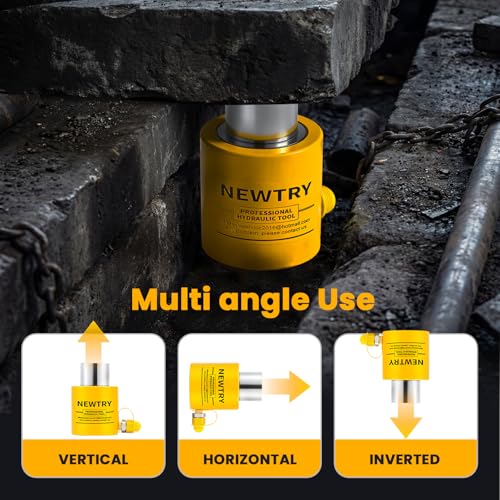 Image of NEWTRY 30 ton Hydraulic Ram Jack Cylinder Short Type 2 inch Stroke Porta Power Ram Industrial Lifting Jack Retract Automatically for Shipping Building Construction