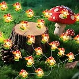 Aogist Mushrooms Decor String Lights, 16 ft 50 LED Battery Operated Fairy Lights Cute Mushroom Lamp for Bedroom Indoor Outdoor Lawns Garden Holiday Party Decorations (1 Pack)