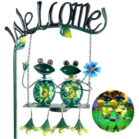 HONGLAND Solar Frog Swing Garden Decorative Stake Cover