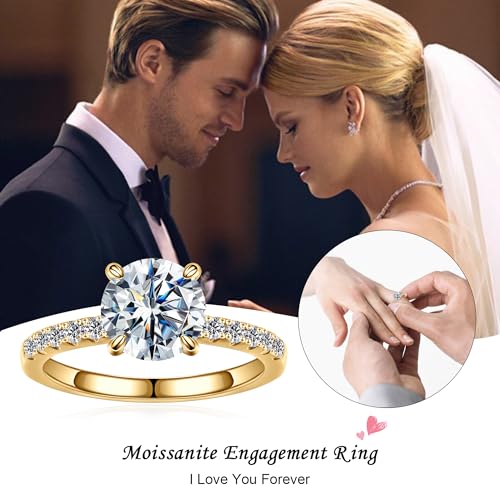 SMILEST Moissanite Engagement Rings for Women, 1.5CT Round D Color VVS1 Clarity Lab Created Moissanite Rings 14K White Yellow Rose Gold Vermeil Moissanite Rings for Women Wife Promise Rings for Her3