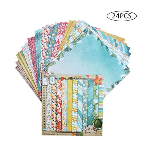 Papel Estampado Patrón 24 Hojas De Paper Decorativas Pack Scrapbooking Estampado Flores Románticas Vintage Para DIY Paper Decorativa Manualidades - Papel De Patrón De Una Cara - Haodene