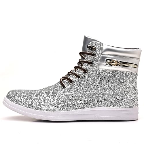 Trsorini Glitter Mens Shoes High Top Fashion Sparkly Sneakers Shiny Bling Sequin for Male2