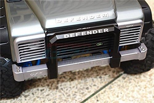 GPM For Traxxas TRX-4 Trail Defender Crawler Upgrade Parts Aluminum Front & Rear Bumper With Winch Plate (On-Road Street Fighter) - 1 Set Black