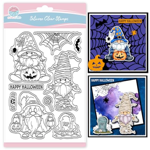 GLOBLELAND Halloween Gnome Mummy Clear Stamp for Scrapbooking Tombstone Web Silicone Stamps Happy Halloween Transparent Stamp for Card Making DIY Embossing Journaling GLOBLELAND Halloween Gnome Mummy Clear Stamp for Scrapbooking Tombstone Web Silicone Stamps Happy Halloween Transparent Stamp for Card Making DIY Embossing Journaling